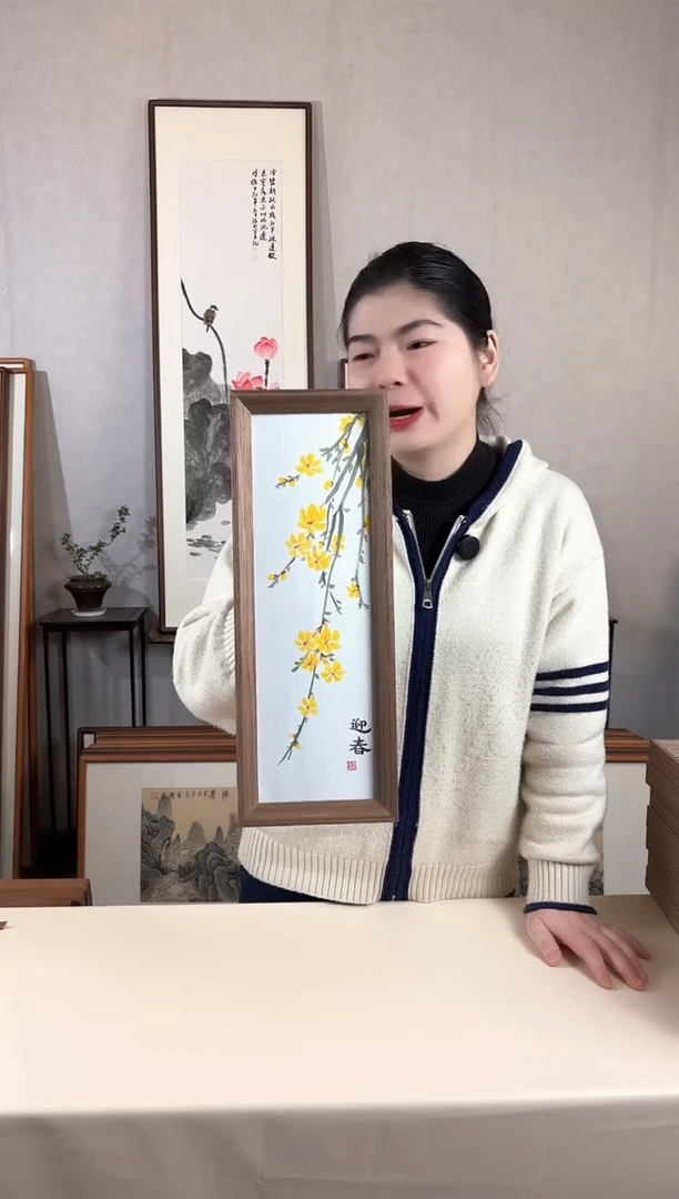 【闪购商品】国画手绘*迎春*15*42cm摆台