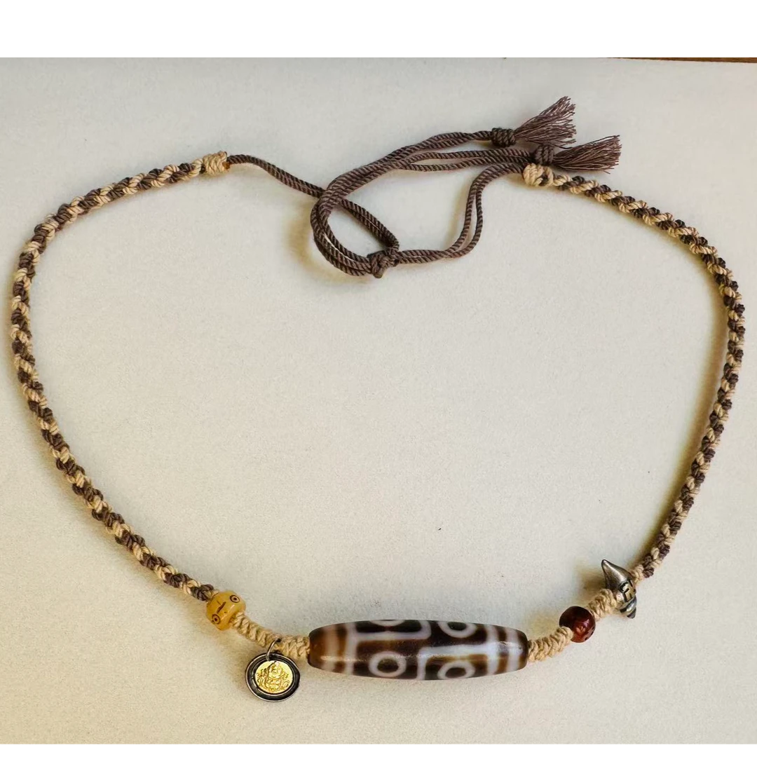 【荣儿】小卢家四眼天珠玛瑙手编绳项链锁骨链男女通用多样性发其一