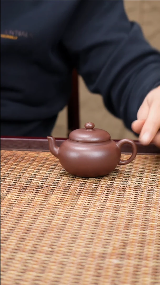 茶壶紫砂汀禾紫砂原矿老紫泥《柿圆》