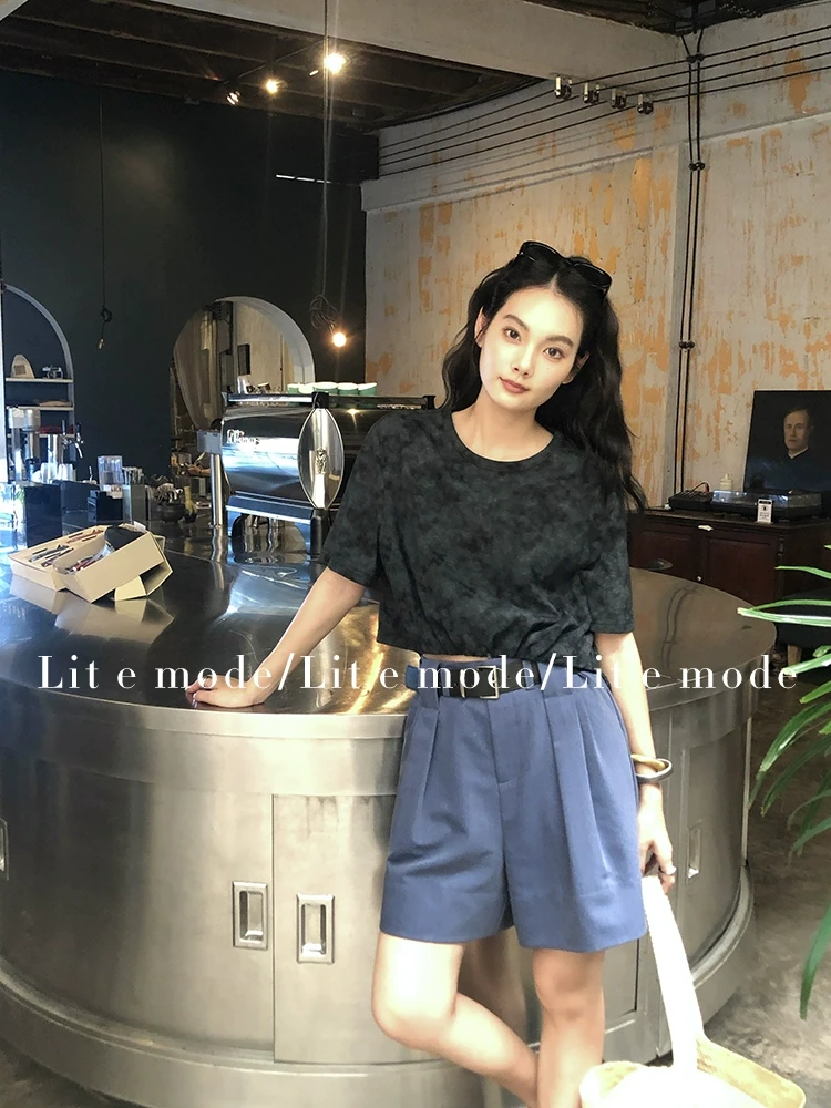 【3折断码 闭店福利】秘鲁棉纯棉下摆松紧花苞T恤短袖tee上衣女