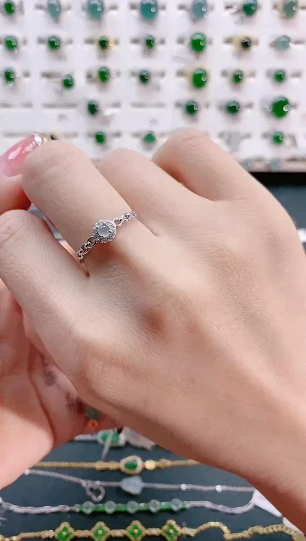 【闪购商品】翡翠戒指银S925镶嵌天然翡翠