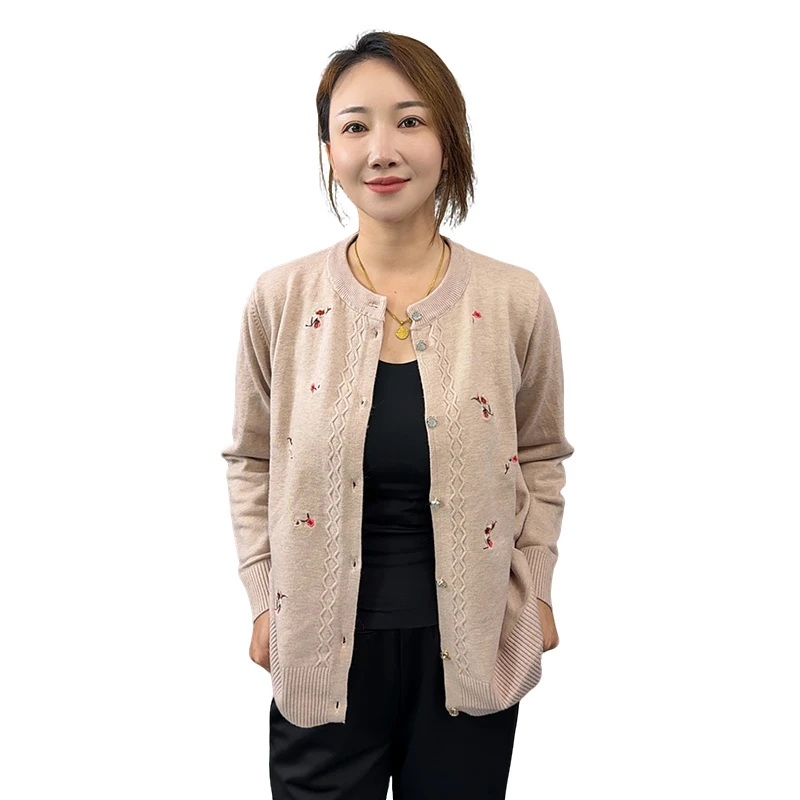 高档奶奶春秋针织外套中老年女妈妈装春装长袖开衫奶奶老太太毛衣