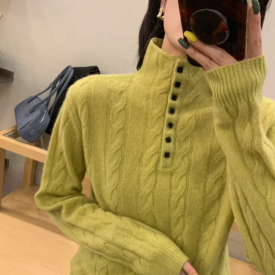 针织毛针织衫米白色柔软中领毛衣时尚半高领毛衣网红