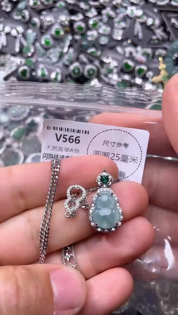 翡翠未镶嵌颈饰V566项链