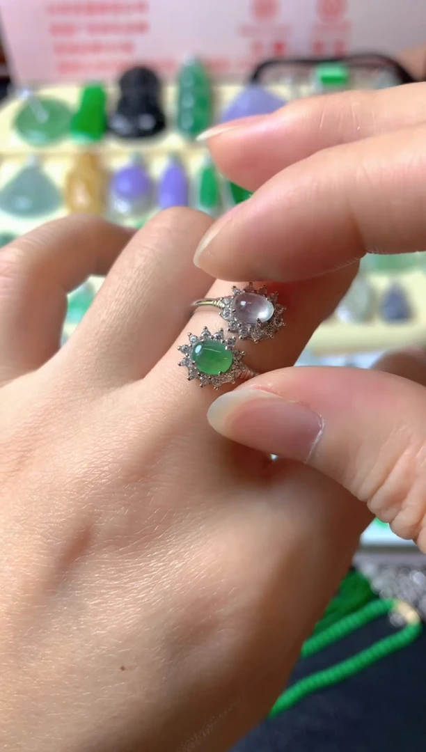 银S925镶嵌戒指翡翠?*果戒指