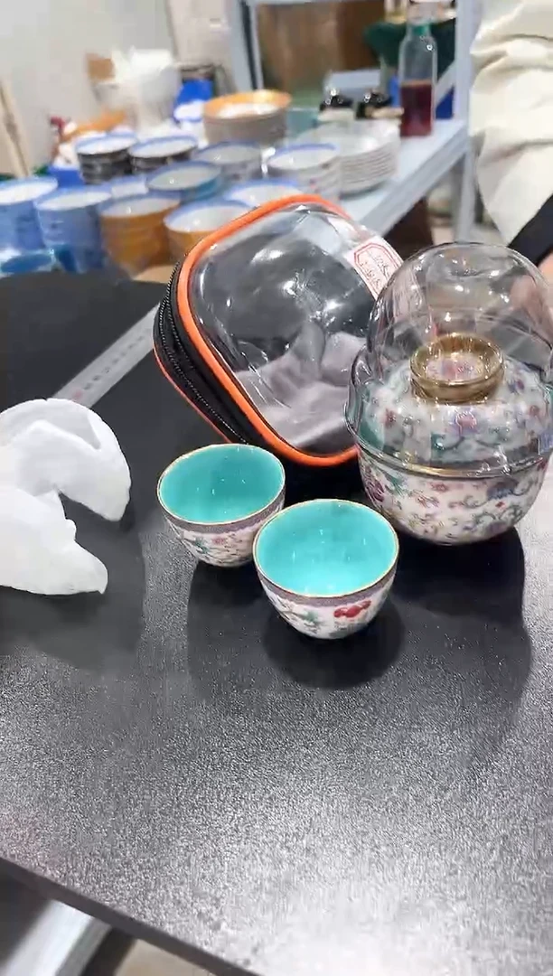 杯子陶（原盒）珐琅彩描金工夫茶具一套