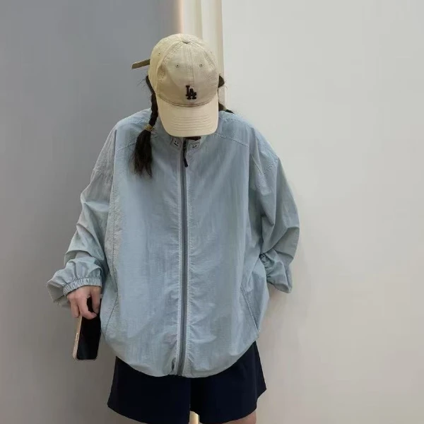 10032夏季大版轻薄型防晒外套宽松薄款百搭休闲时尚纯色透气长