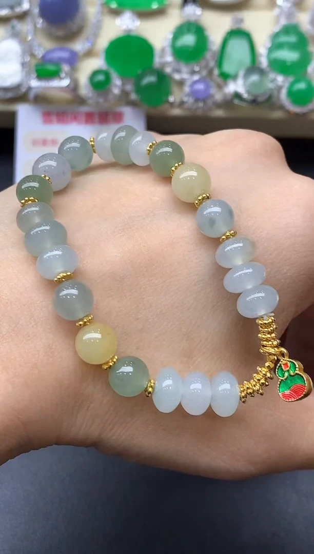 足金镶嵌手链翡翠358-中国好珍宝