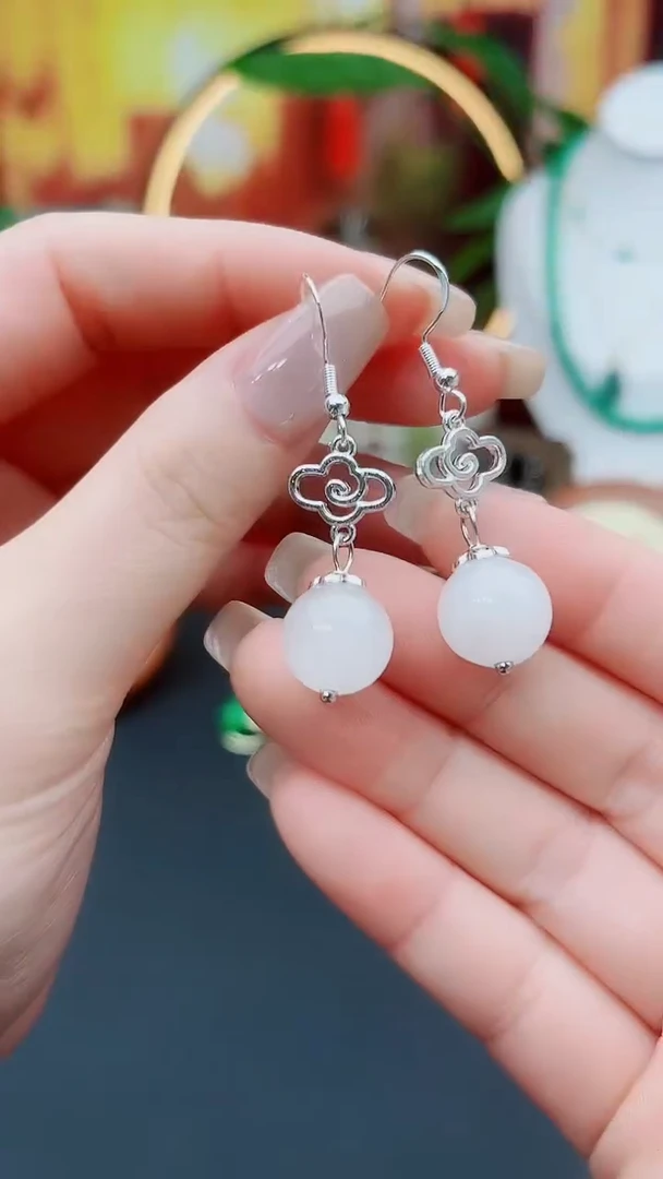 玛瑙/玉髓耳饰银S925镶嵌101