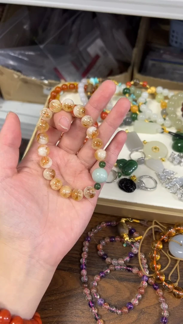 未镶嵌手链水晶人间富贵花翡翠顶珠款手链[0844]