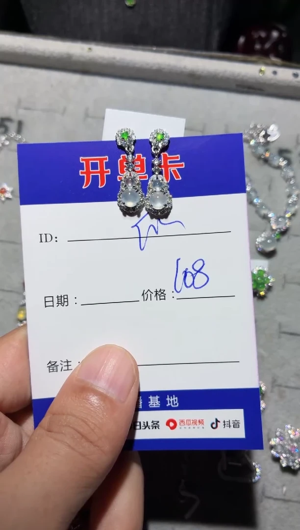 翡翠银S925镶嵌耳饰B****流 BL国际物流