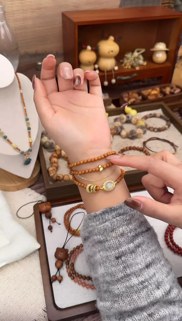 木质类多圈橄榄核手串