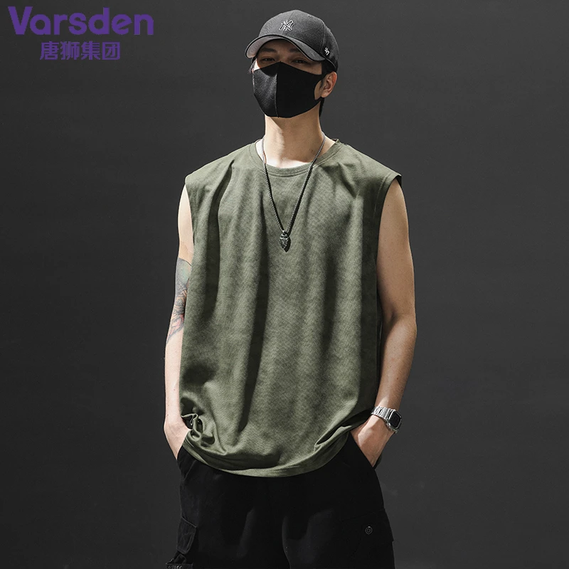 唐狮集团Varsden大码扎染风简约宽松休闲背心型男运动训练款