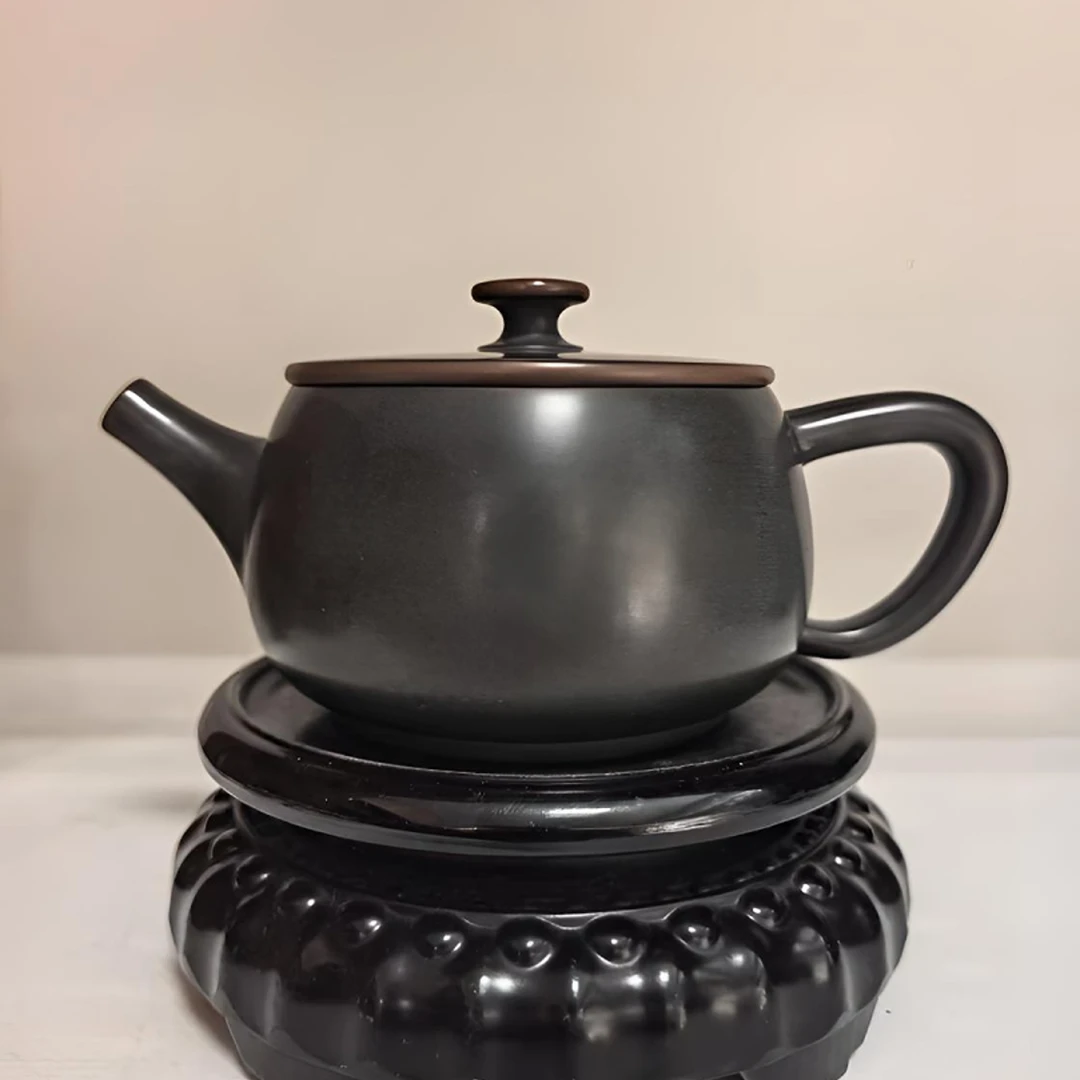 广西钦州坭兴陶230毫升全手工手拉坯大口实用可提可转汉瓦壶