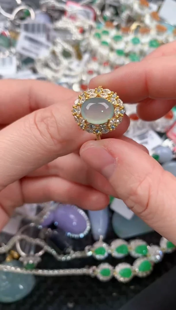 银S925镶嵌戒指翡翠1212---8