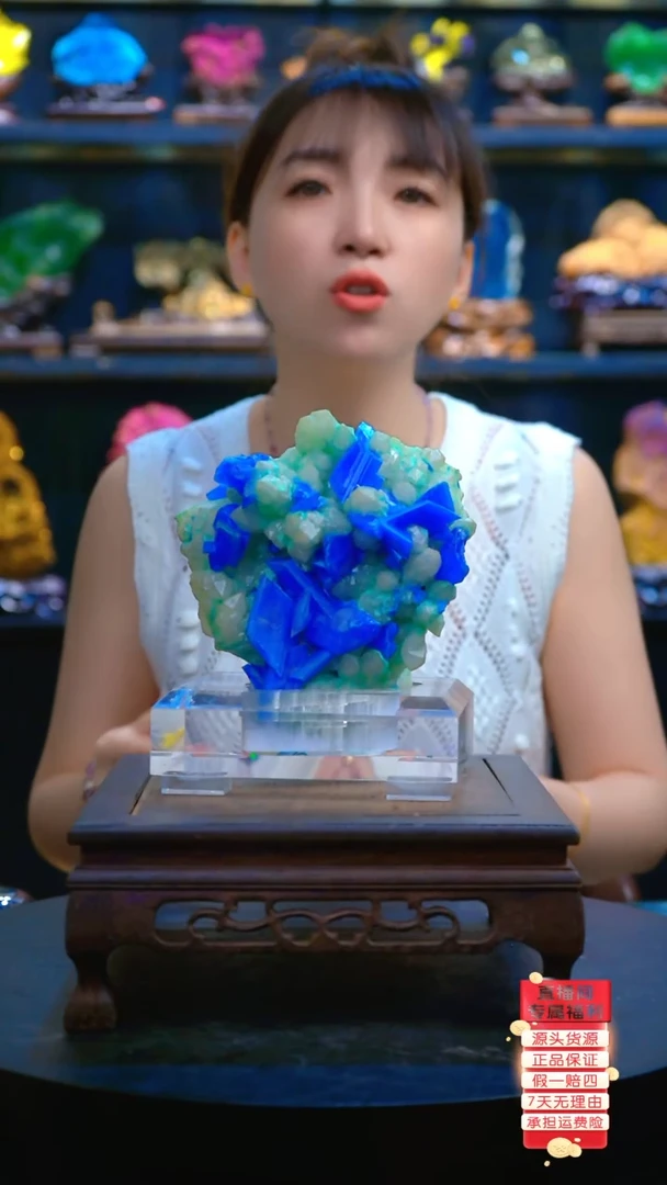 石材精品蓝胆矾，石头摆件