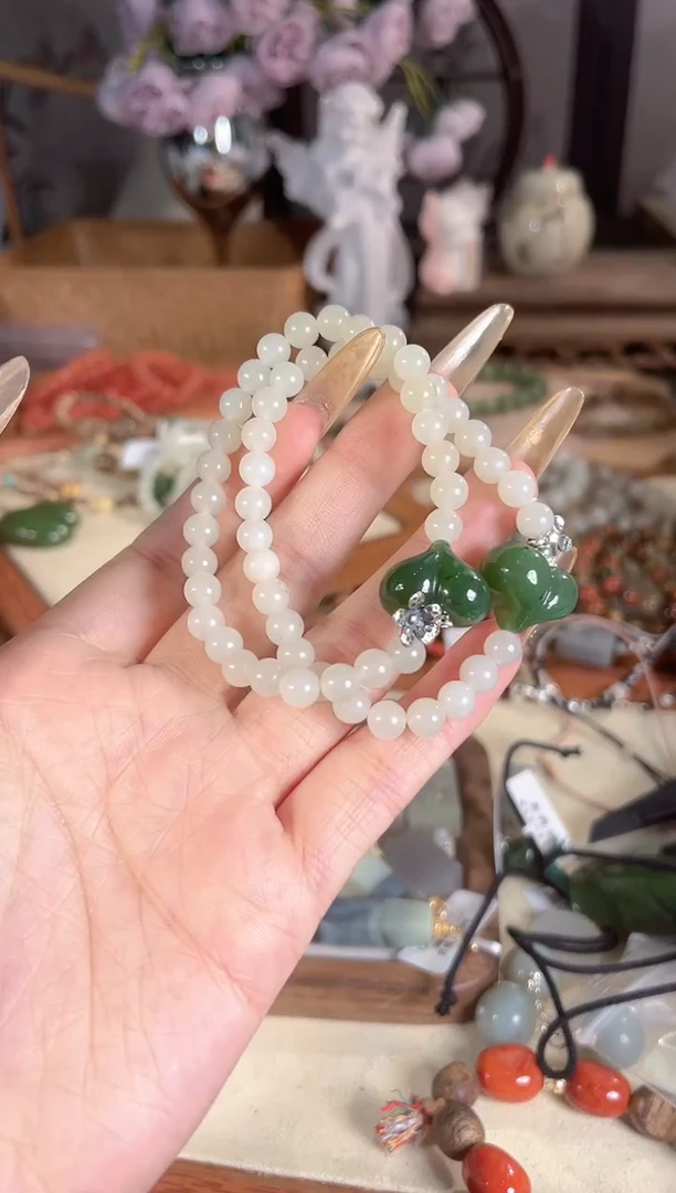 银S925镶嵌手链和田玉多样性发其一