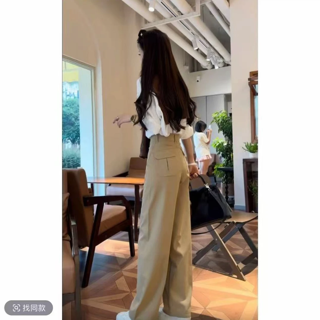 【新款秋冬加绒加厚】复古弯刀休闲裤女秋季高腰显瘦百搭直筒裤