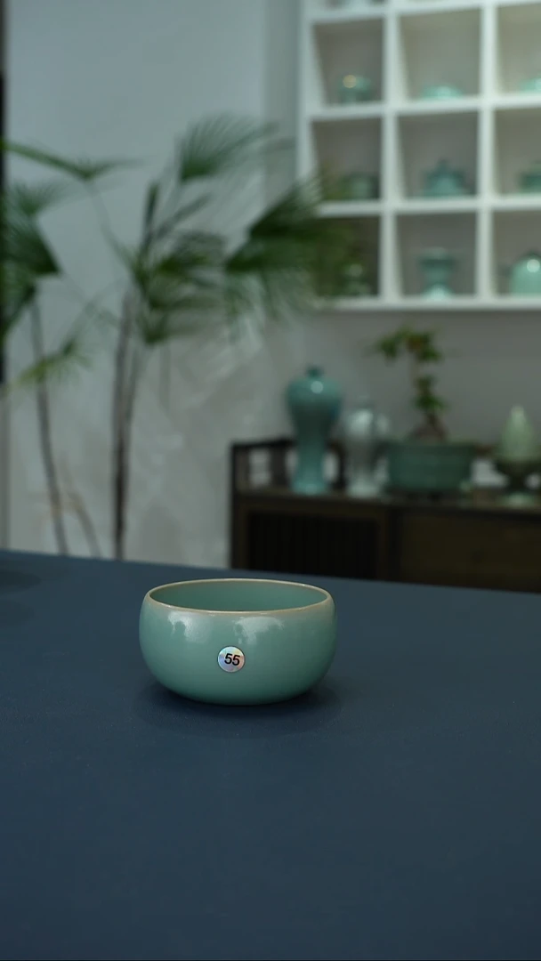 瓷片55号天蓝釉禅定杯微瑕福利     洁