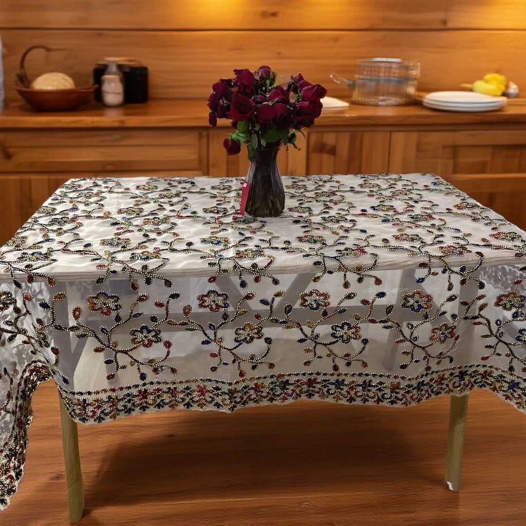 DY133-28 金丝绒(130*180cm长方）彩色梅花家用长方形网红桌布