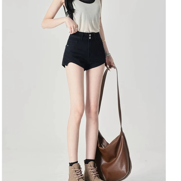 卓伊良品梨形身材高腰牛仔热裤女2025年新款辣妹显瘦百搭阔腿裤