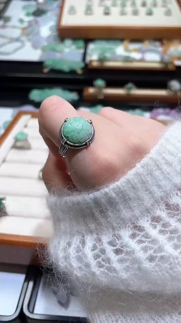 【闪购商品】翡翠戒指银S925镶嵌戒指