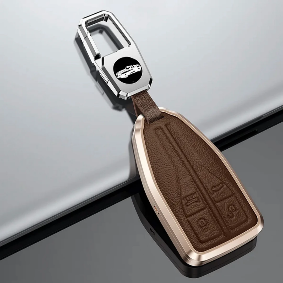 适用于红旗HS5钥匙包2019/21款HS7智联版车钥匙套金属壳扣