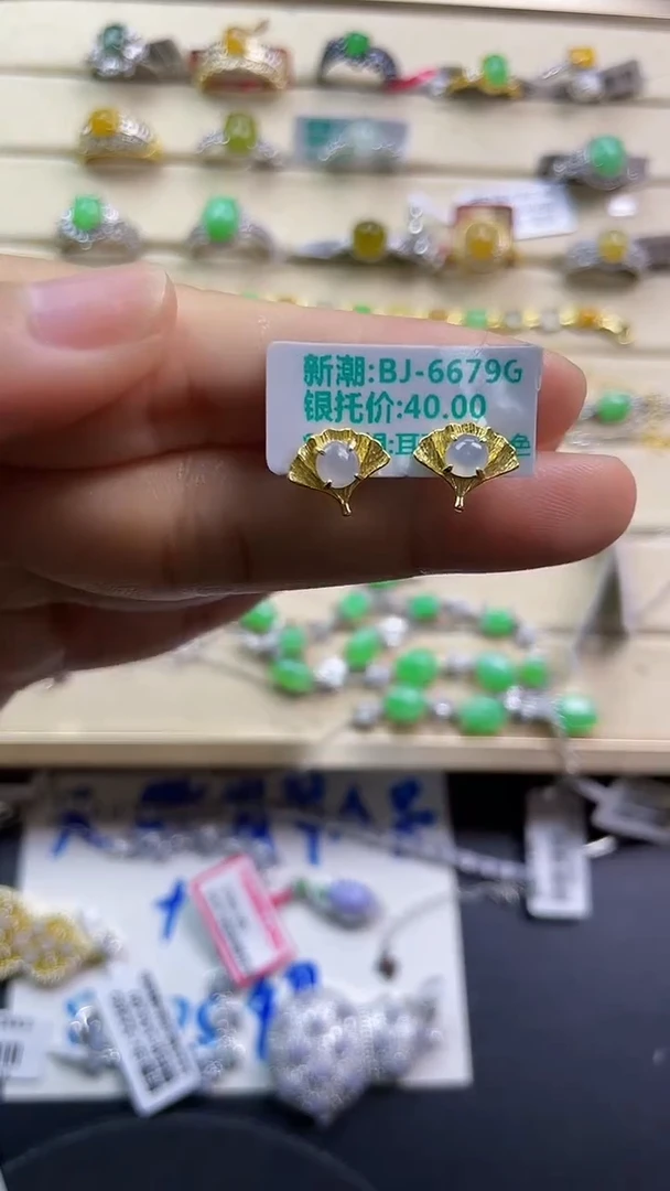 银S925镶嵌戒指翡翠翡翠 蛋面 银S925镶嵌