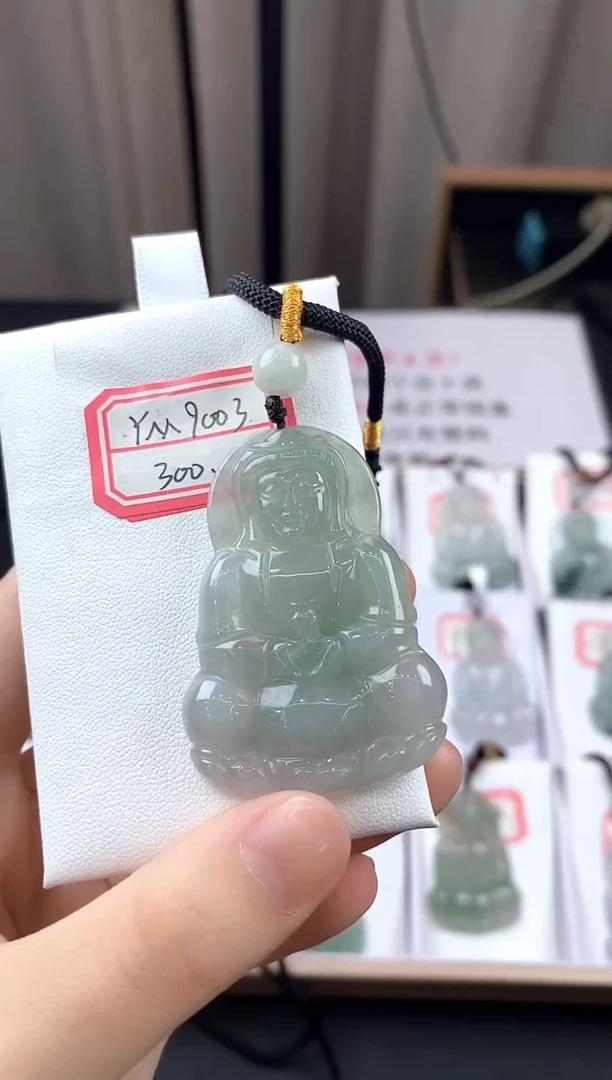 翡翠未镶嵌颈饰YM9003冰绿观音