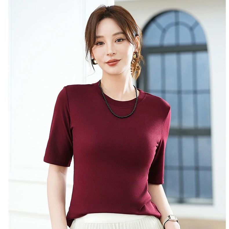 【华哥专属】中袖打底衫五分袖圆领修身T恤上衣女888