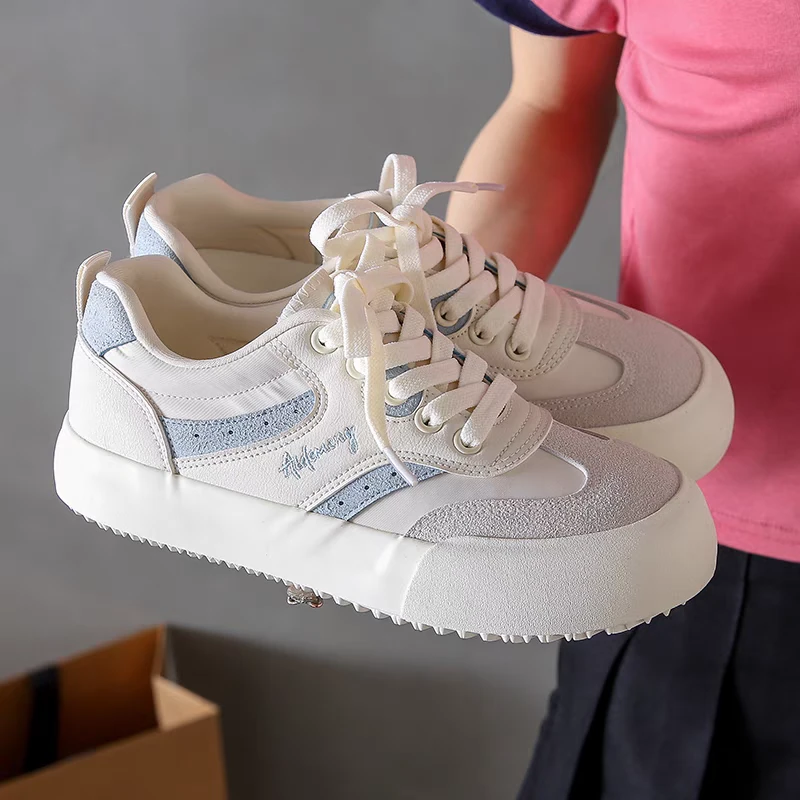 TP372 米蓝 平底德训鞋女时尚百搭小白鞋休闲阿甘鞋女新款运动鞋