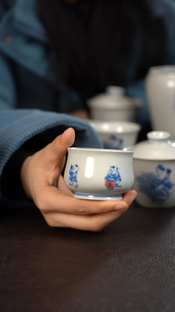 【闪购商品】杯聚澜堂五子闹春憨憨杯