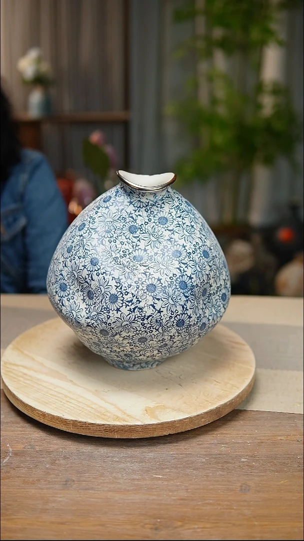   花器青花瓷向日葵大肚