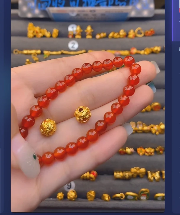 足金999卡8钱*3玛 瑙手串/ 多样性发