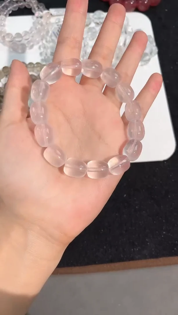 水晶手链未镶嵌5号粉水桶珠单圈