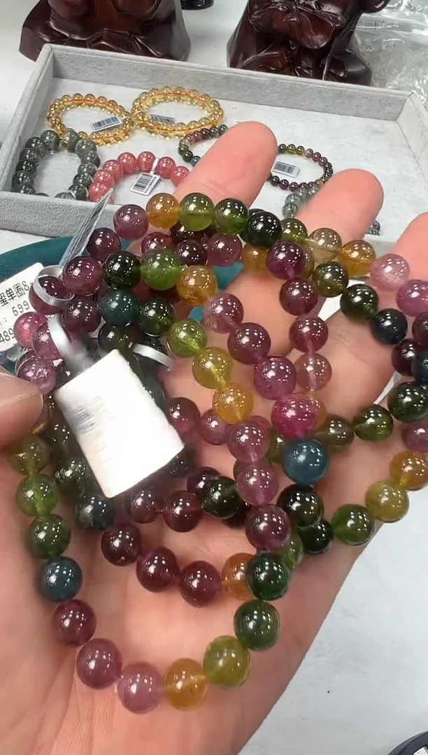 【闪购商品】碧玺手链未镶嵌GD1489约8mm多样性发一件