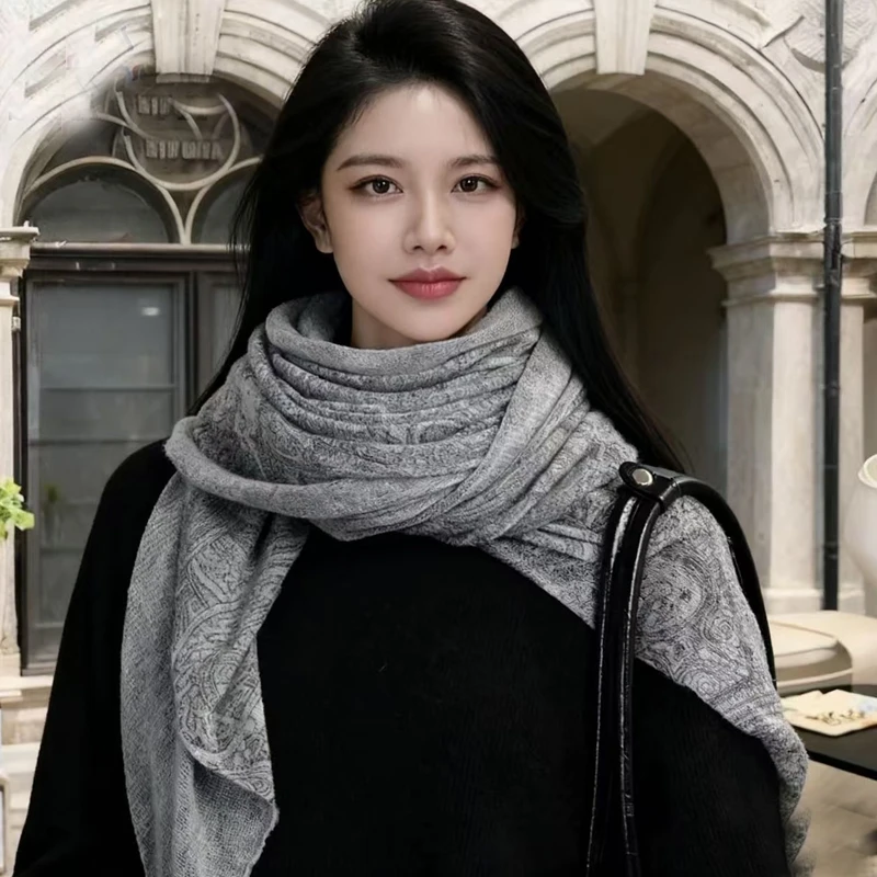 【佩斯利】意式老钱风复古腰果花100%纯山羊绒围巾空调房保暖披肩