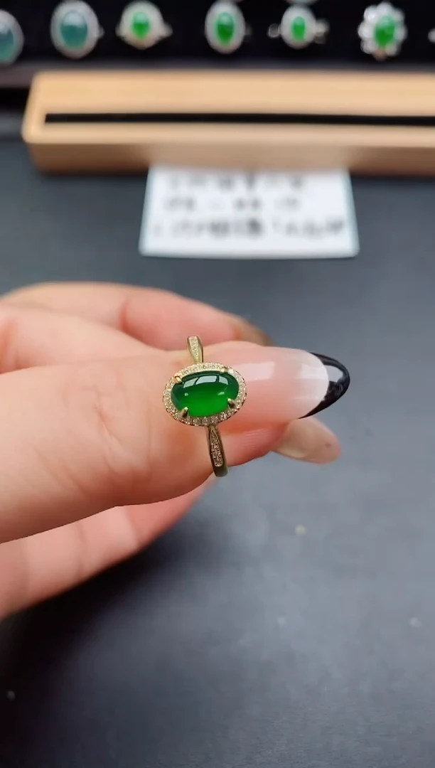 银S925镶嵌戒指翡翠1