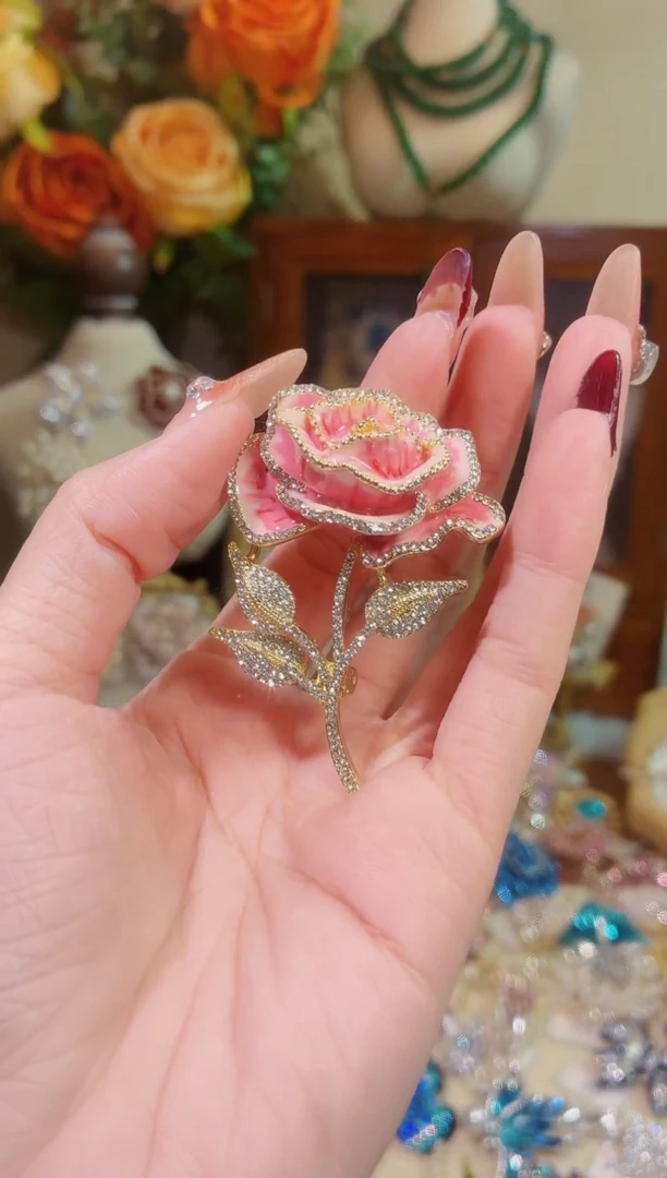 合成立方氧化锆铜合金粉色玫瑰