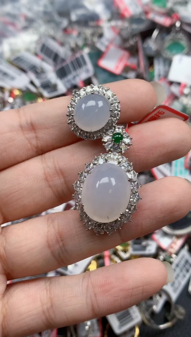 银S925镶嵌戒指翡翠天然A货缅甸翡翠