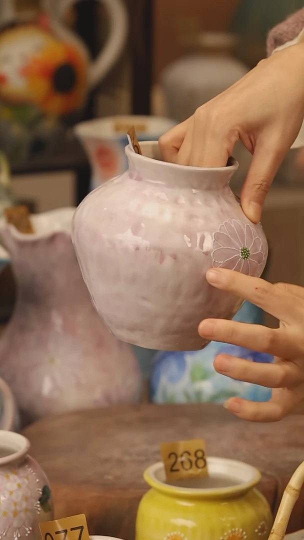 陶瓷景德镇设计师手作花器摆件侘寂风@M076@