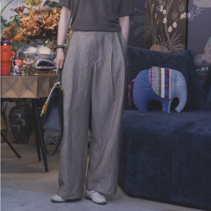 【老钱麻毛九分裤】高质感高密三季可穿丝滑通勤百搭多巴胺服装女