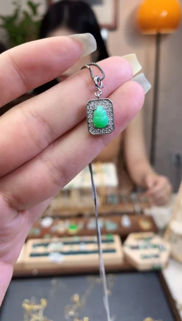 翡翠银S925镶嵌吊坠(不含链)【挽石珠宝】葫芦