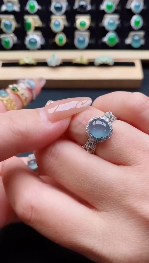 银S925镶嵌戒指翡翠1