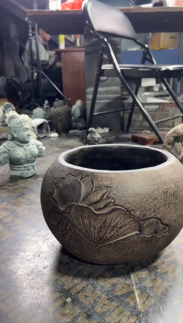 陶土【火山泥】荷缘缸