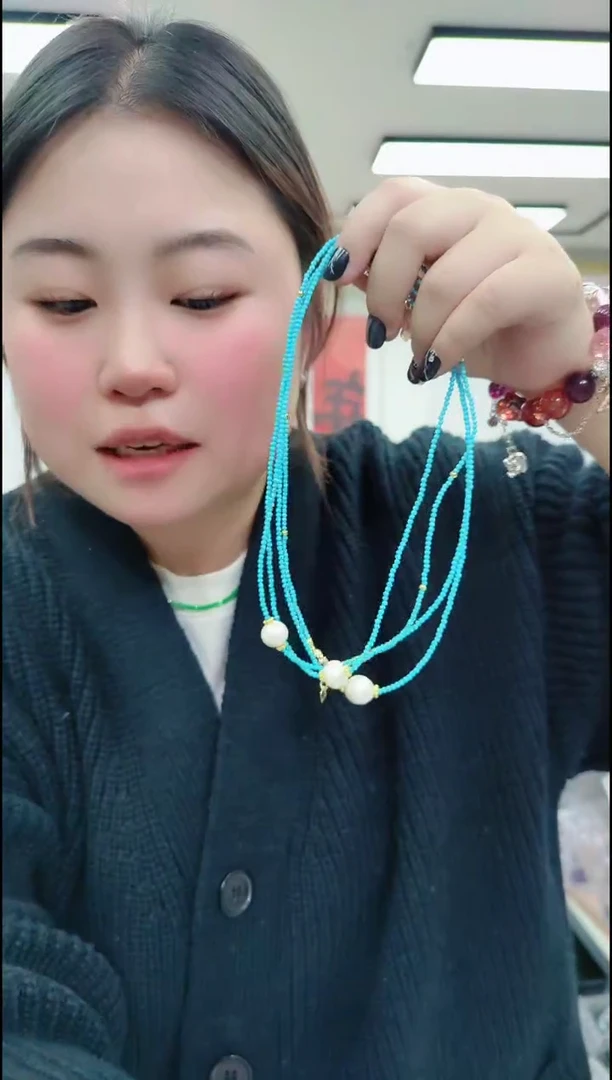 【闪购商品】玛瑙/玉髓颈饰合金0888白单珠松松链