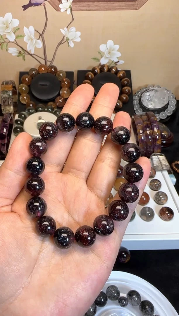 /未镶嵌水晶12mm+紫红超七单圈手串多样性发货