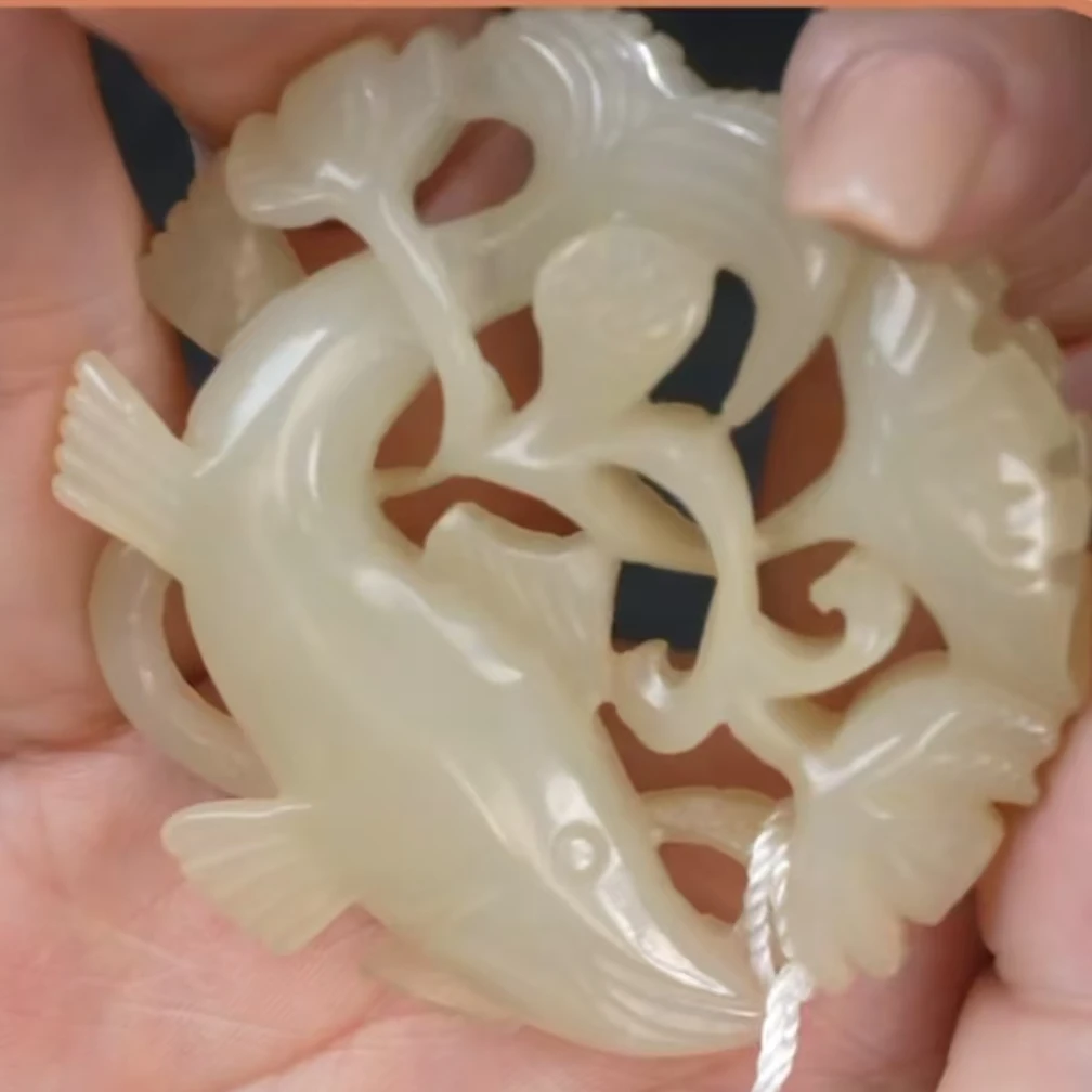 清代和田玉年年有余佩