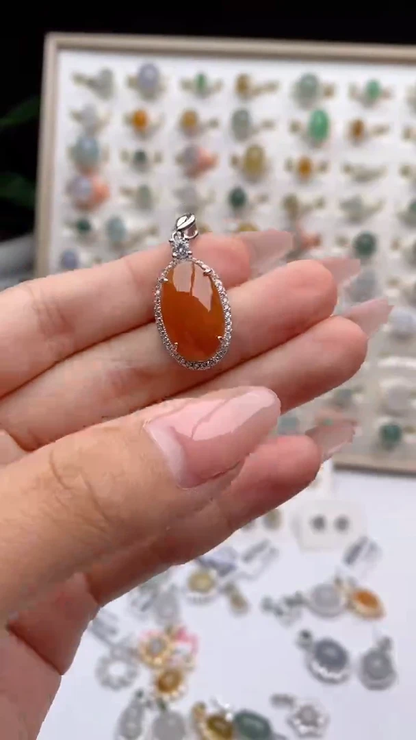 翡翠戒指银S925镶嵌天然A货翡翠