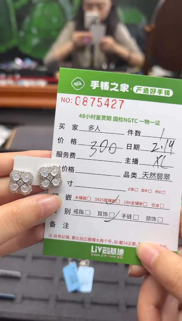 【闪购商品】翡翠耳饰银S925镶嵌多人